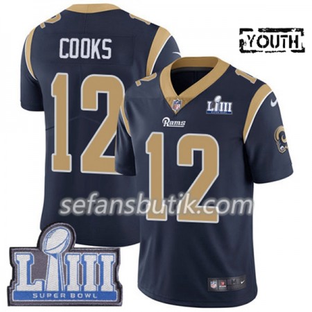 Los Angeles Rams Tröjor Brandin Cooks 12 Nike Blå 2019 Super Bowl LIII - Barn Los Angeles Rams Tröjor Brandin Cooks 12 Nike Blå 2019 Super Bowl LIII - Barn